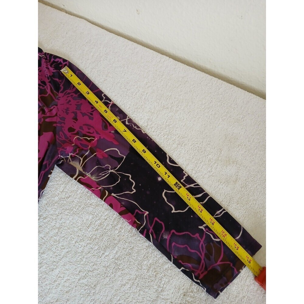 INC International Concepts Woman’s Pink Purple 3/4 Sleeve V Neck Ruched‎  L Y2K - Picture 12 of 14